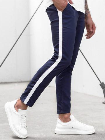 Horizontal Bars And Trendy Slim Trousers For Men