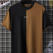 Men's 3D Effect Color Matching Short Sleeve Fashion Round Neck