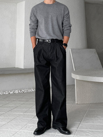 Straight Jeans Men's Casual Loose-fitting Wide-leg Trousers