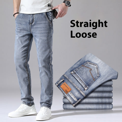 Retro Thin Jeans Straight Loose Casual Trousers Men