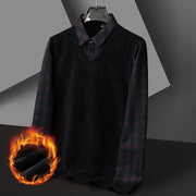 Men's Casual Wool Blend Fleece False-two-piece Long Sleeve