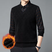 Men's Casual Wool Blend Fleece False-two-piece Long Sleeve