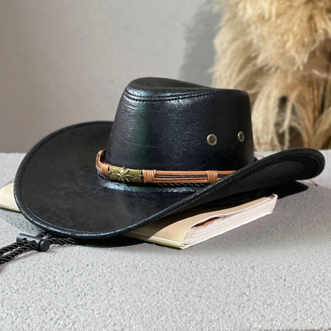 Leather Retro Ethnic Style Western Denim Hat