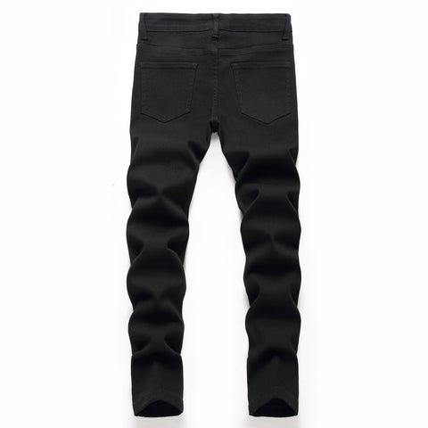 Men's Black Elastic Straight Jeans