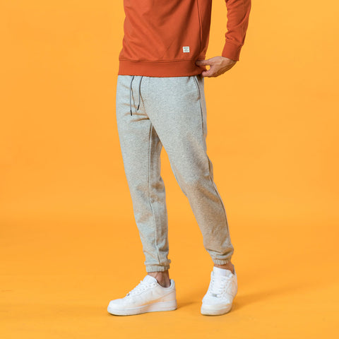 Slightly Loose Drawstring Grey Trousers With Footwear For Men